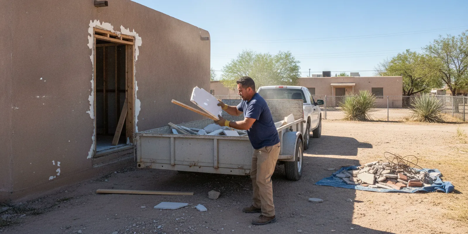 Construction Debris crew on a job in Socorro, TX
