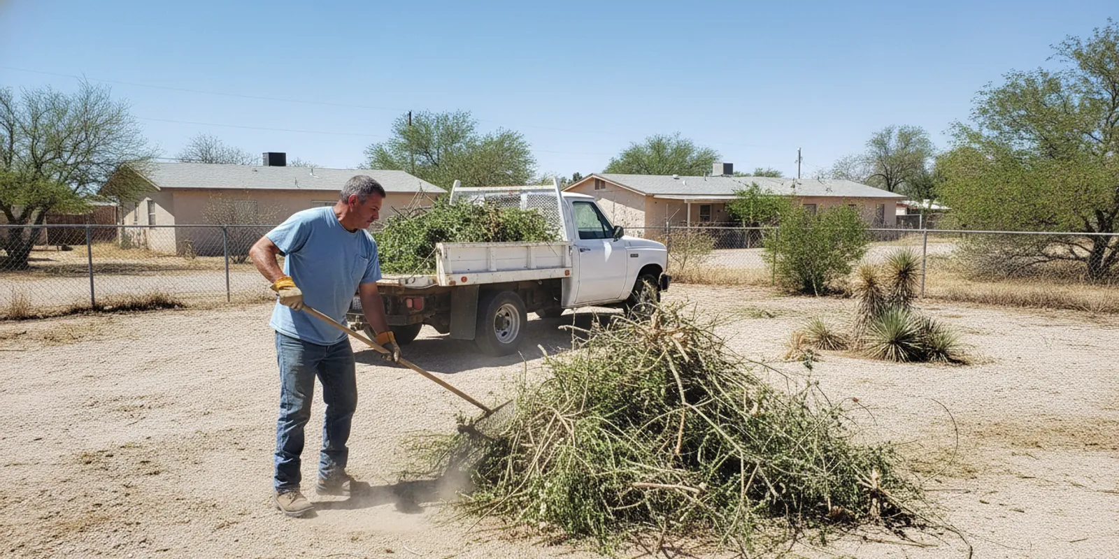 Yard Waste Removal crew working in Clint, TX